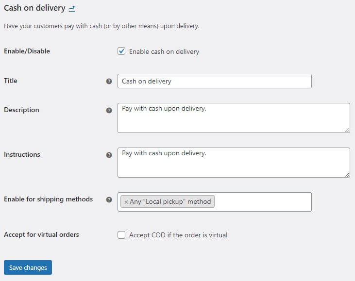 configuring COD method for recieving payment configuring cash on delivery method for woocommerce store