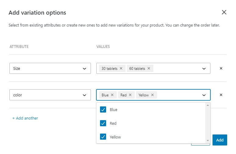 variation options adding variation options in woocommerce