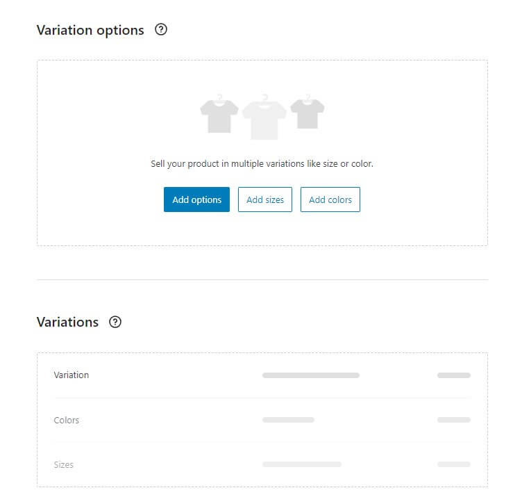variation tab for physical product variation section for physical product in woocommerce