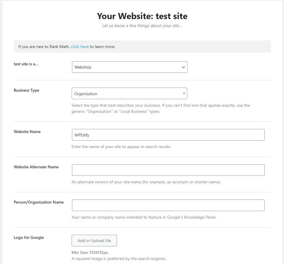 second step for setup wizard in rank math second step in rank math setup wizard