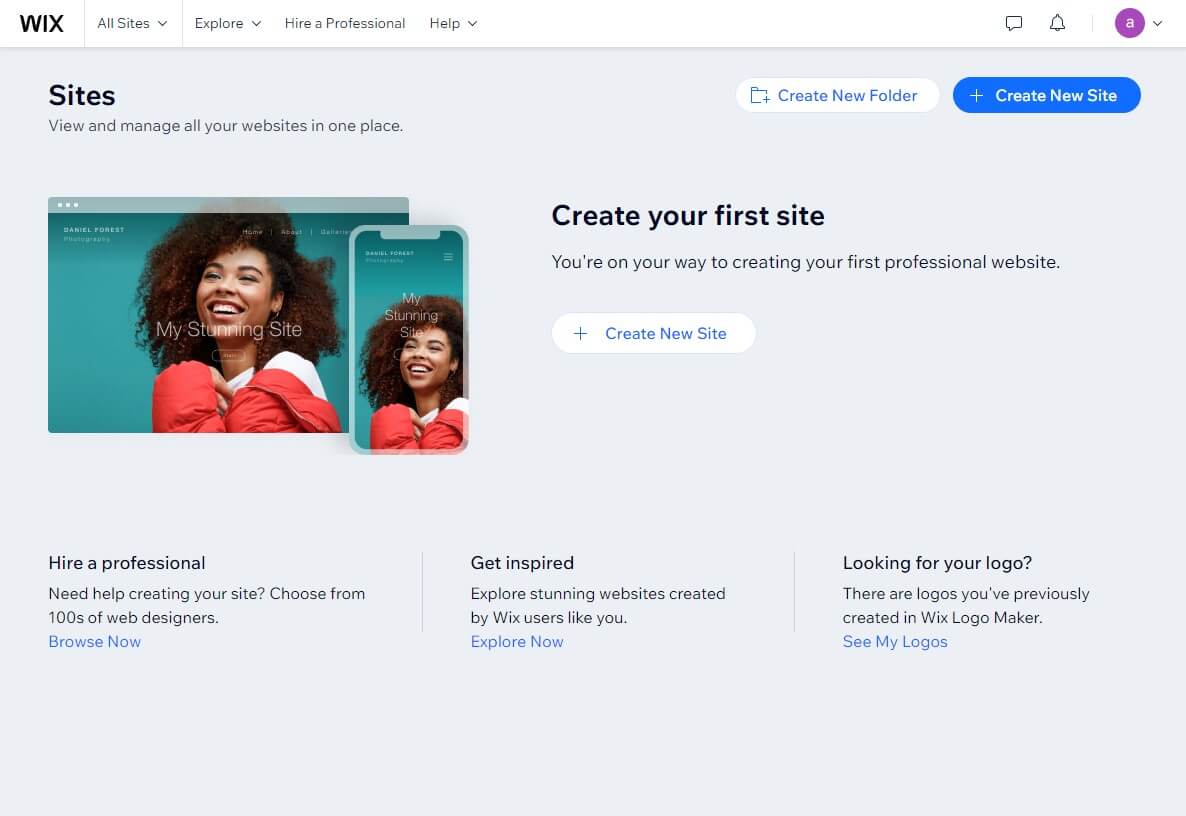 create site with creating new site with wix