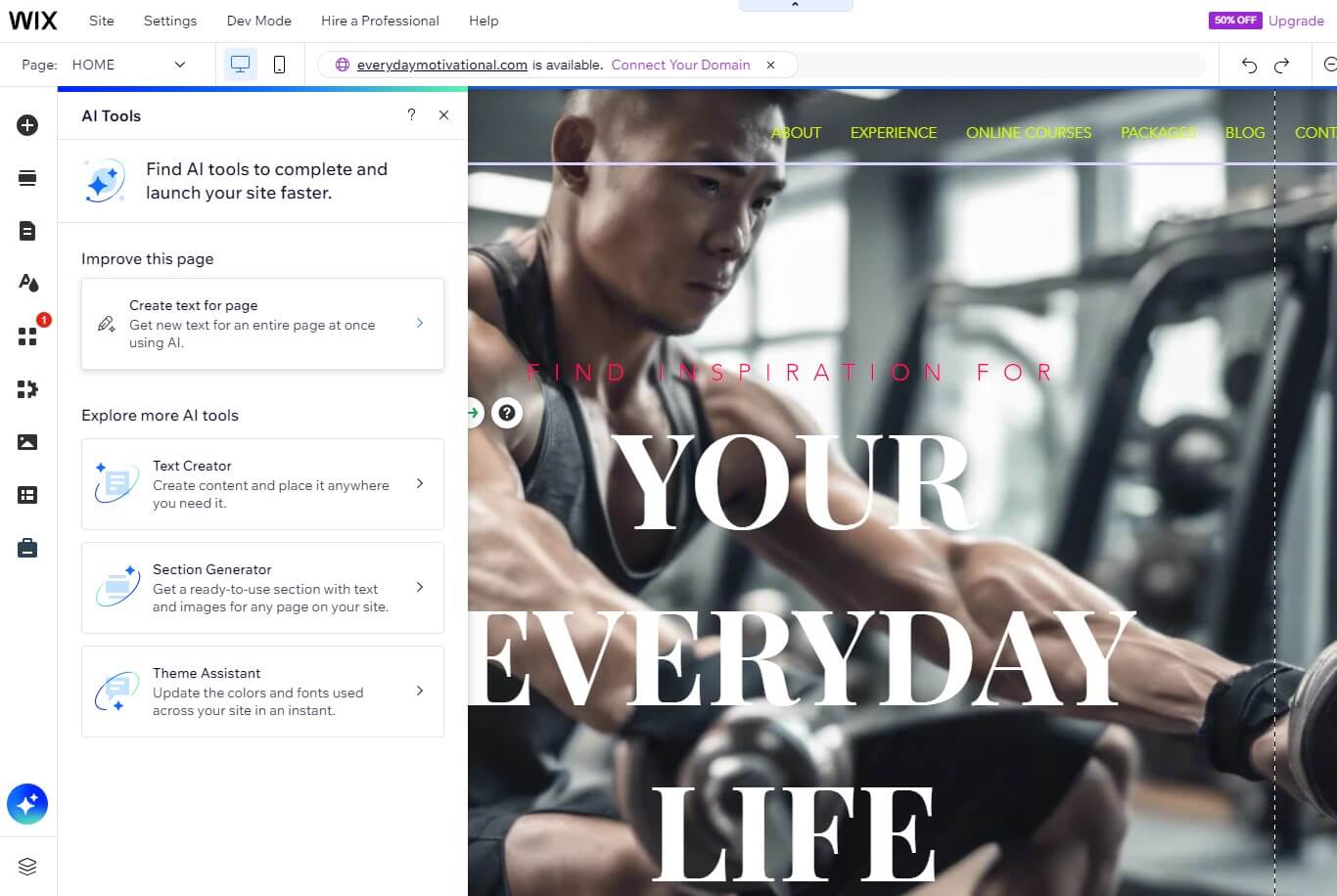 wix Ai features Ai features in wix site editor