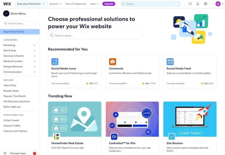 wix app market app market in wix.com
