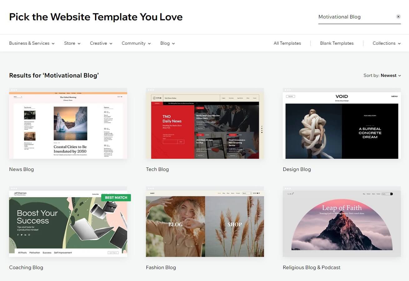 wix template library choosing a template for wix website