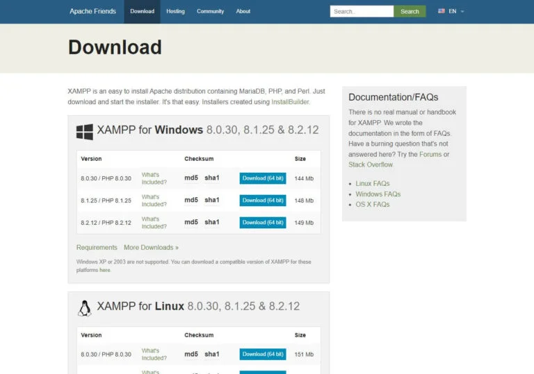 XAMPP official website installing XAMPP from official website