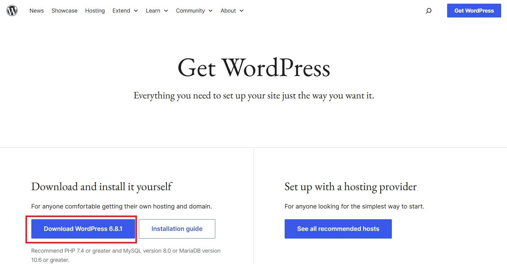 downloading WordPress download wordpress from official website