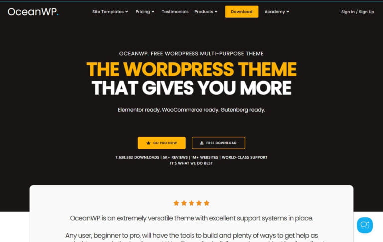 oceanwp free wordpress theme 2nd best free wordpress theme: OceanWP
