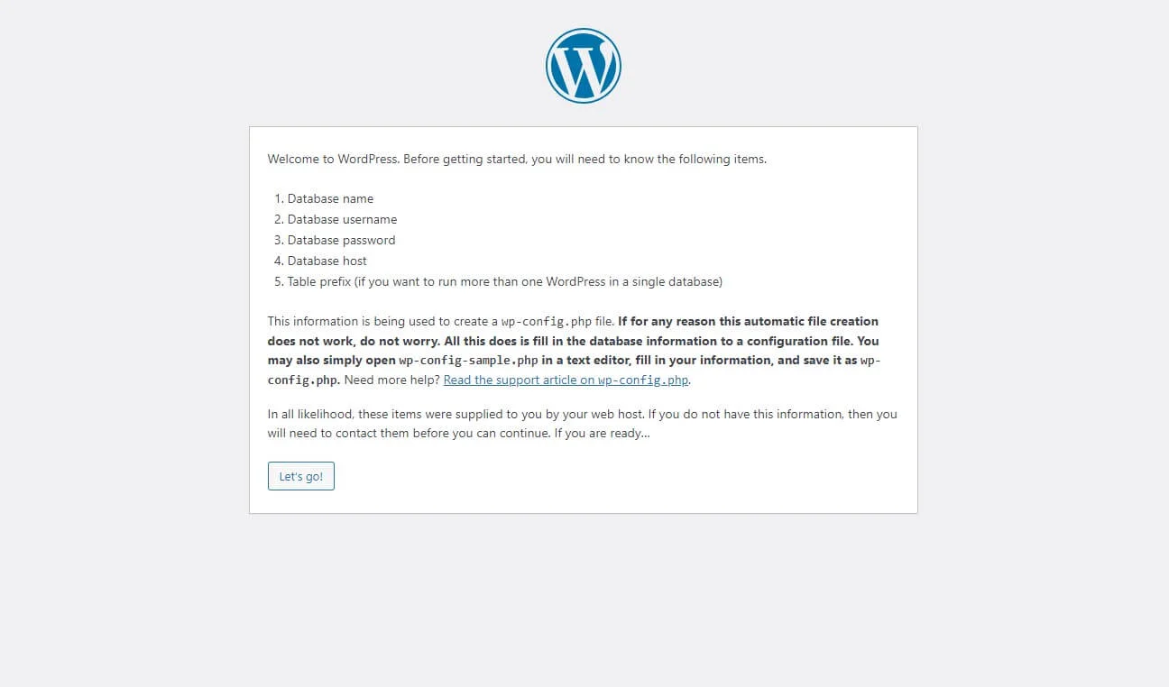 starting WordPress installation on localhost starting process of installing wordpress on localhost