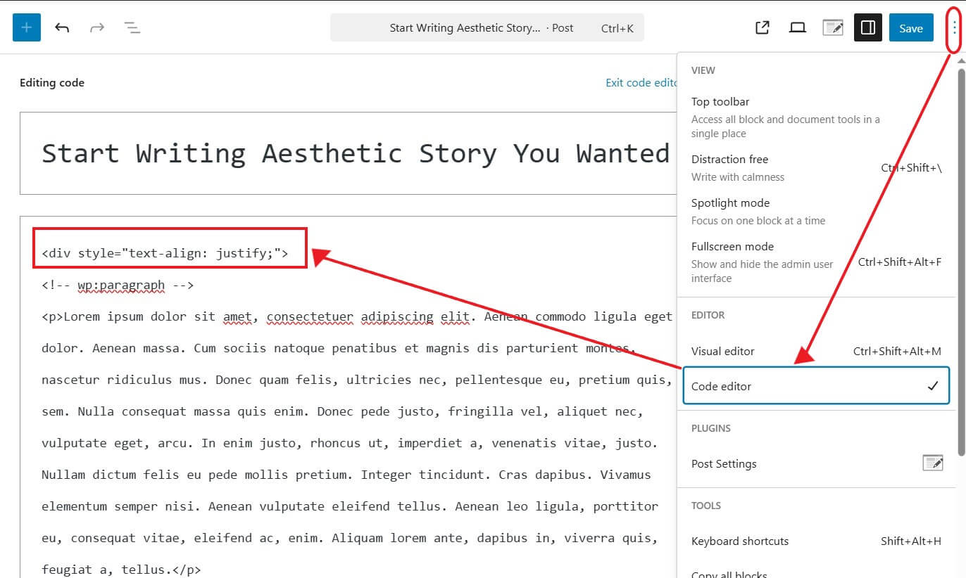 justify text in block editor of wordpress by css justify text in wordpress by css