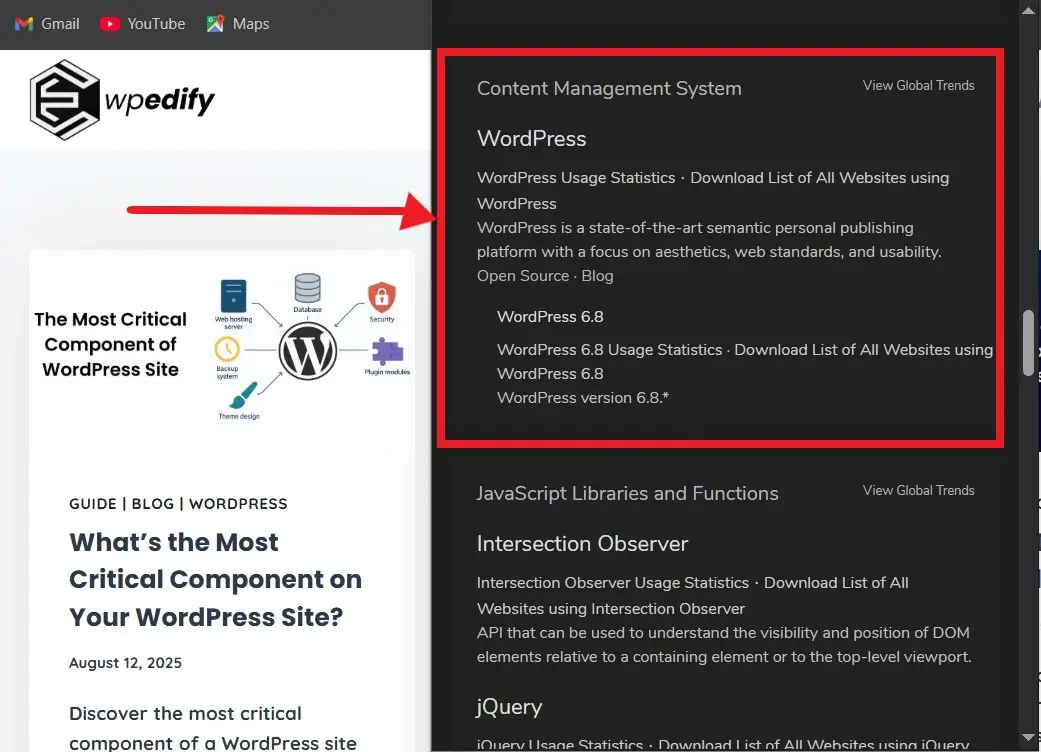 builtwith addon detecting wordpress builtwith extension checks if website uses wordpress