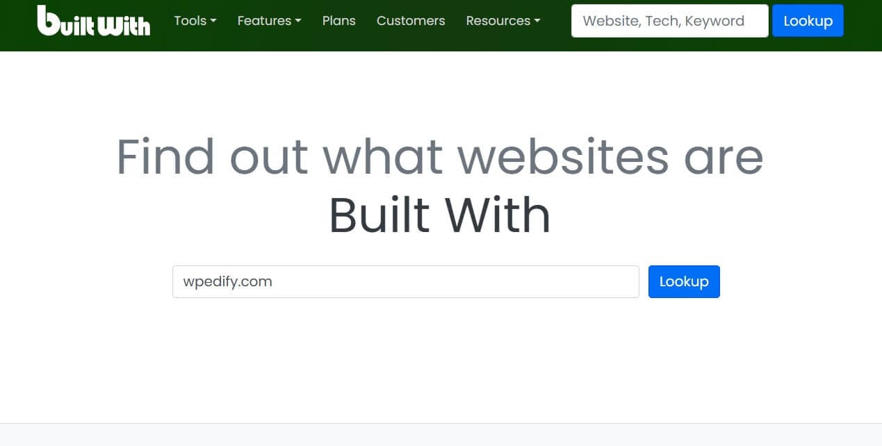 checking wordpress using builtwith oonline tool online tool to check wordpress website