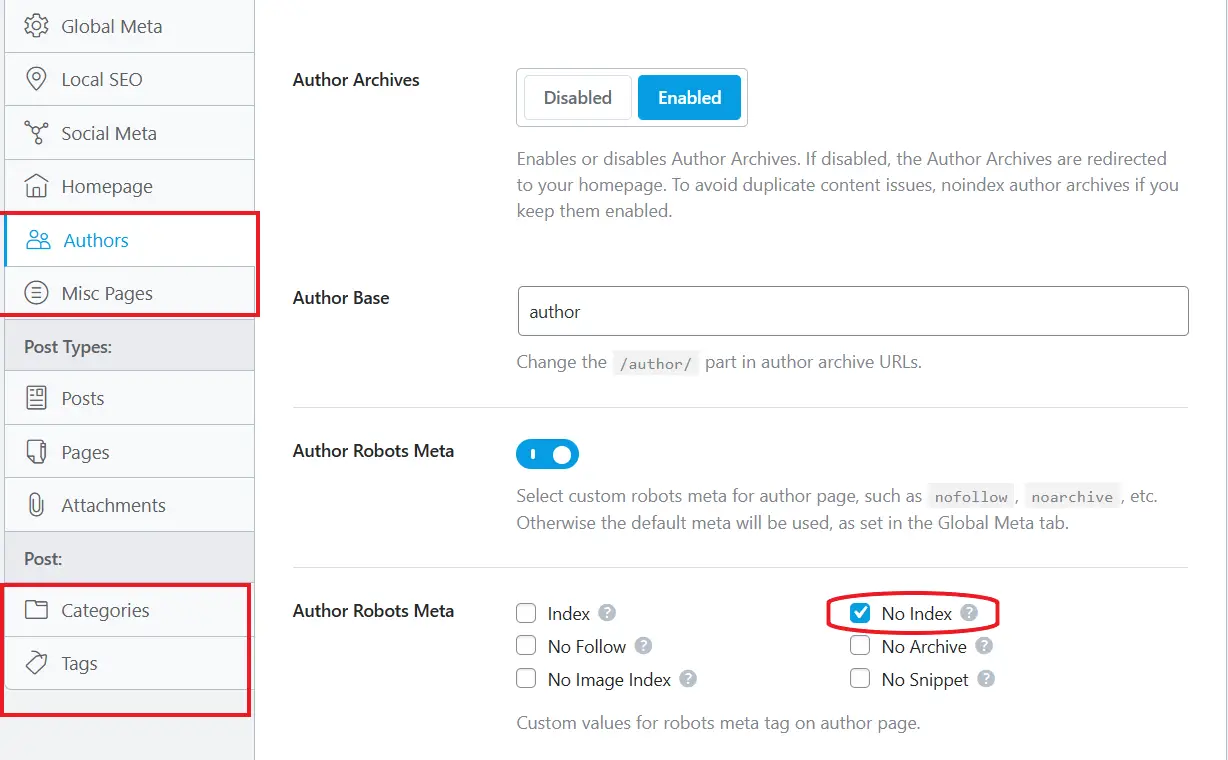 no index author page from seo plugin noindexing author archive page in rank math seo plugin