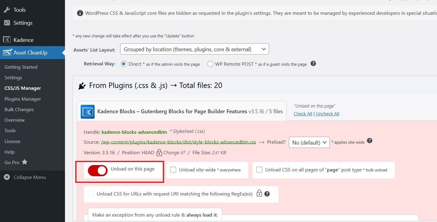 removing unused css files in asset cleanup removing unused css files from page using asset cleanup