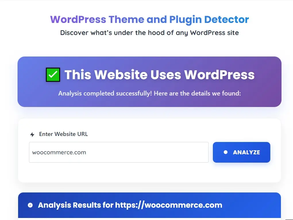 tell if website uses wordpress using wpedify tool tell if website is wordpress using wpedify tool