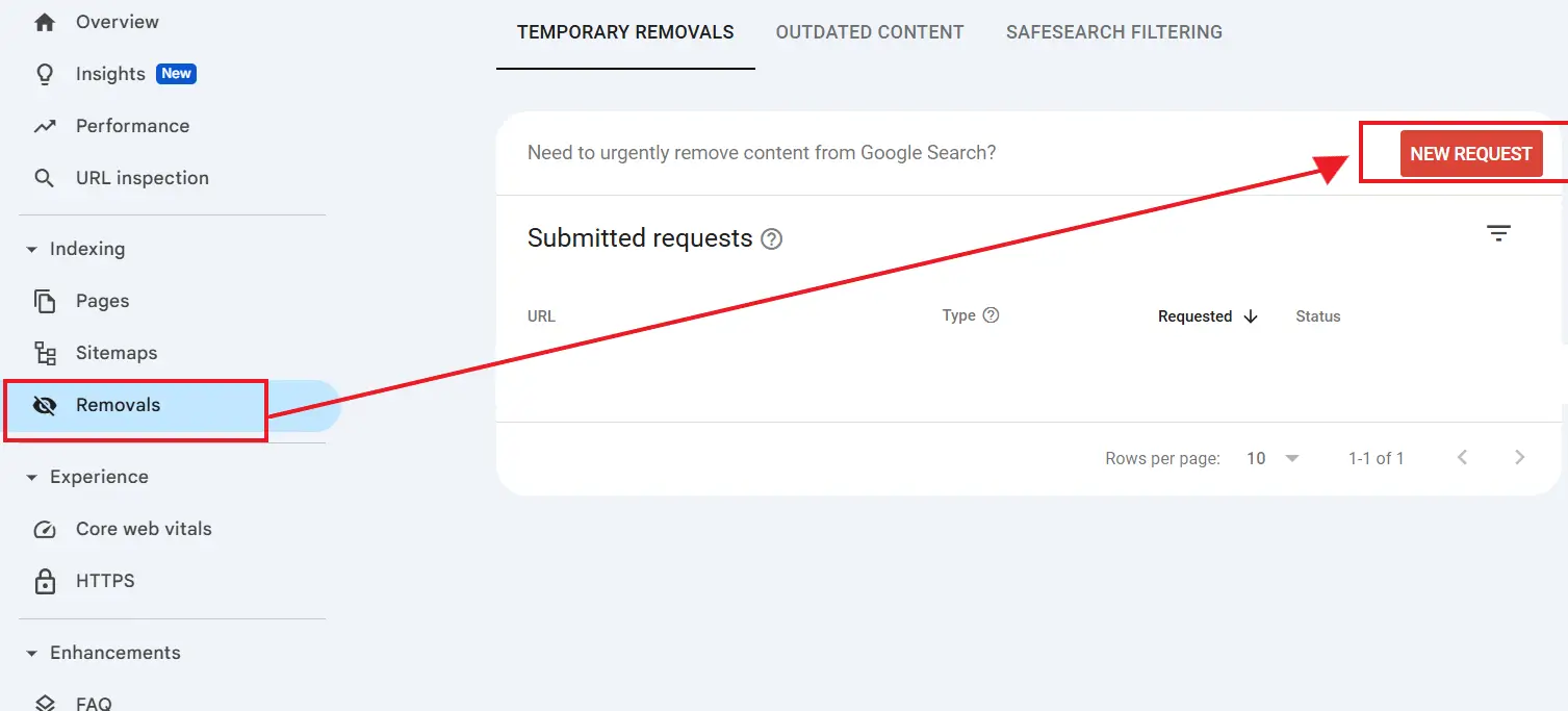 using removal tool in gsc using removal tool to de-index urls from google