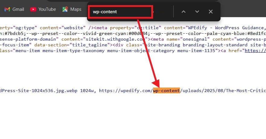 wordpress detect in source code tell if website uses wordpress by source code